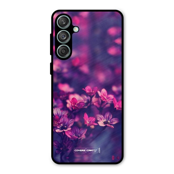 Violet Floral Metal Back Case for Galaxy M55 5G