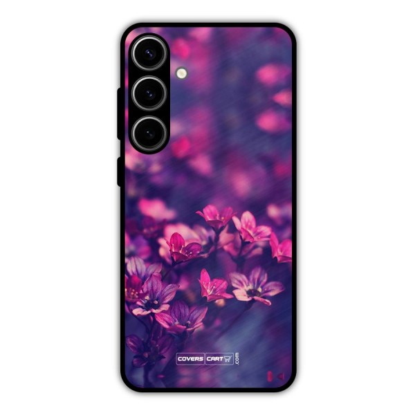 Violet Floral Metal Back Case for Galaxy S24 Plus