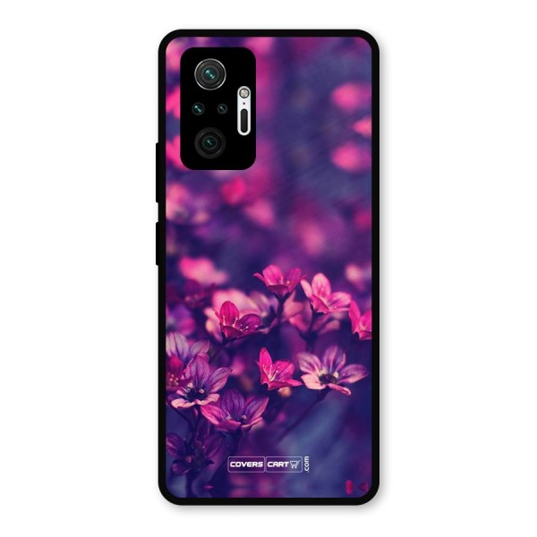 Violet Floral Metal Back Case for Redmi Note 10 Pro