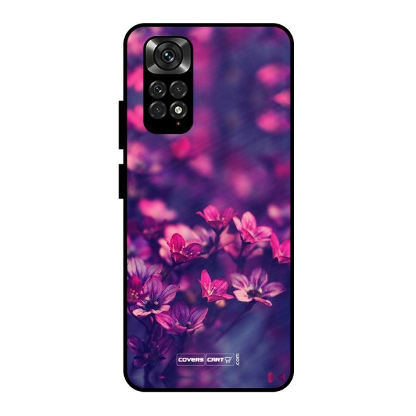 Violet Floral Metal Back Case for Redmi Note 11 Pro