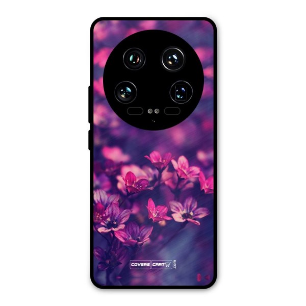 Violet Floral Metal Back Case for Xiaomi 14 Ultra