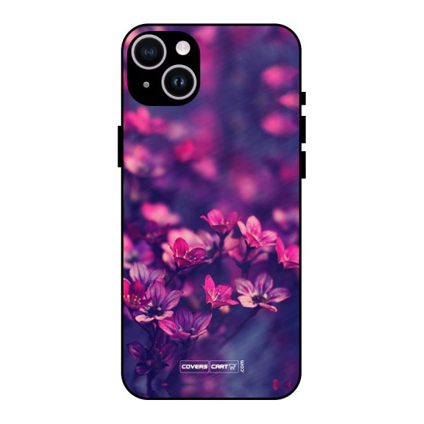 Violet Floral Metal Back Case for iPhone 14 Plus