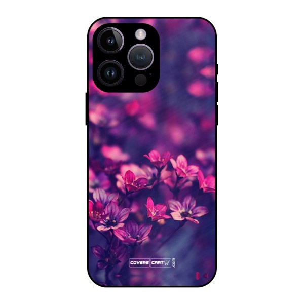 Violet Floral Metal Back Case for iPhone 14 Pro Max