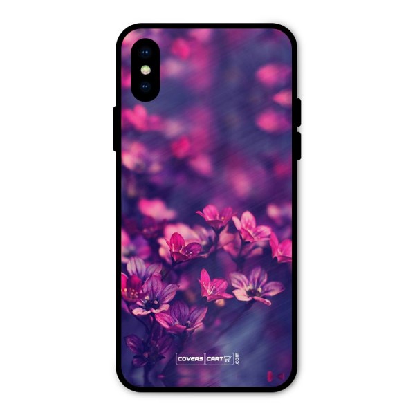 Violet Floral Metal Back Case for iPhone X