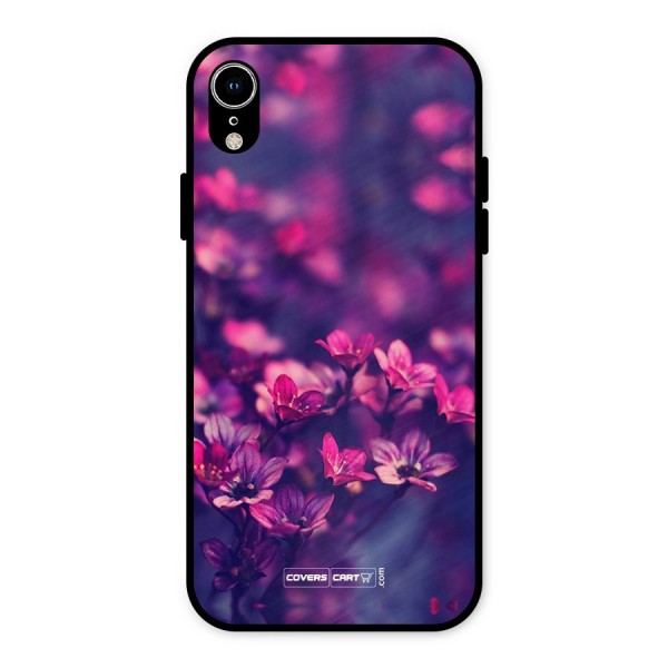 Violet Floral Metal Back Case for iPhone XR