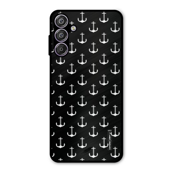 White And Black Anchor Pattern Metal Back Case for Galaxy M15