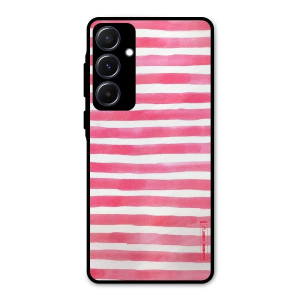 White And Pink Stripes Metal Back Case for Galaxy A55