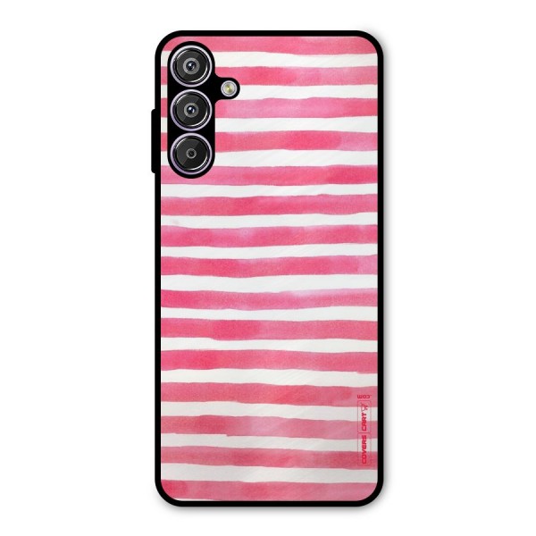 White And Pink Stripes Metal Back Case for Galaxy F15