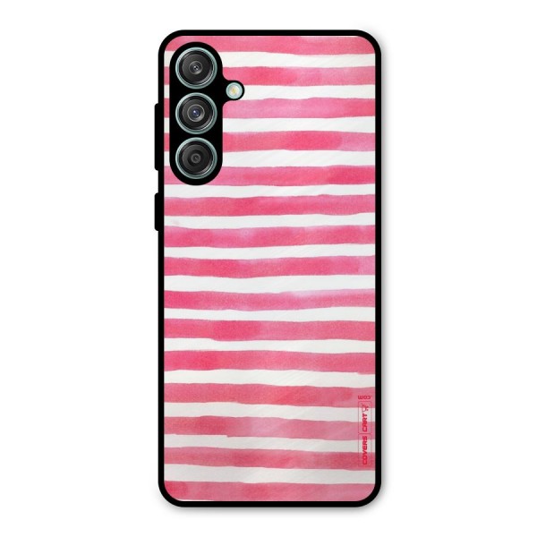 White And Pink Stripes Metal Back Case for Galaxy M55 5G