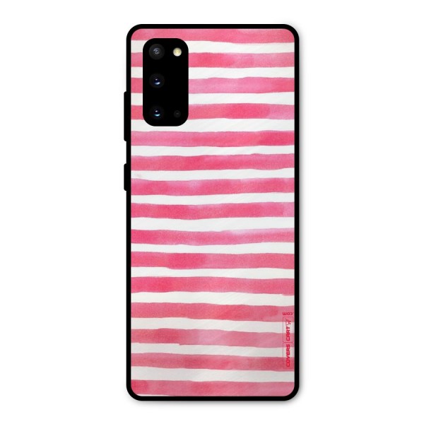 White And Pink Stripes Metal Back Case for Galaxy S20