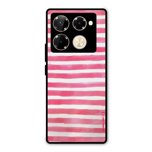 White And Pink Stripes Metal Back Case for Infinix Note 40 Pro