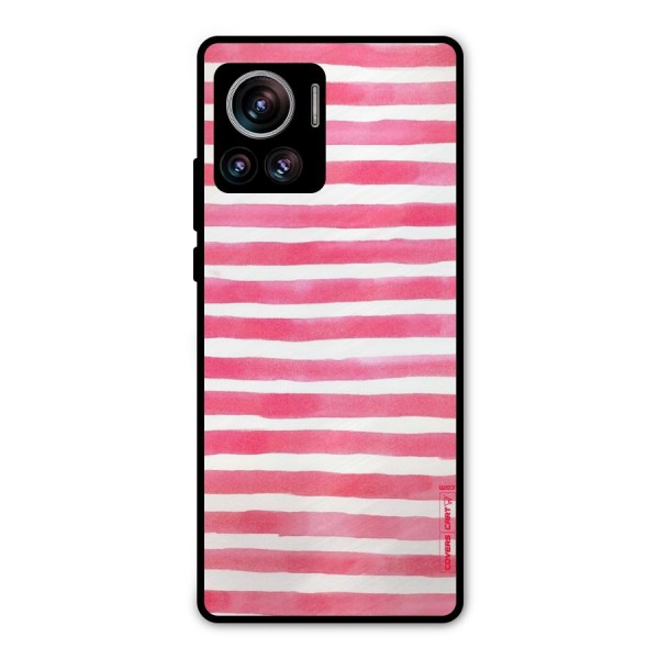 White And Pink Stripes Metal Back Case for Motorola Edge 30 Ultra