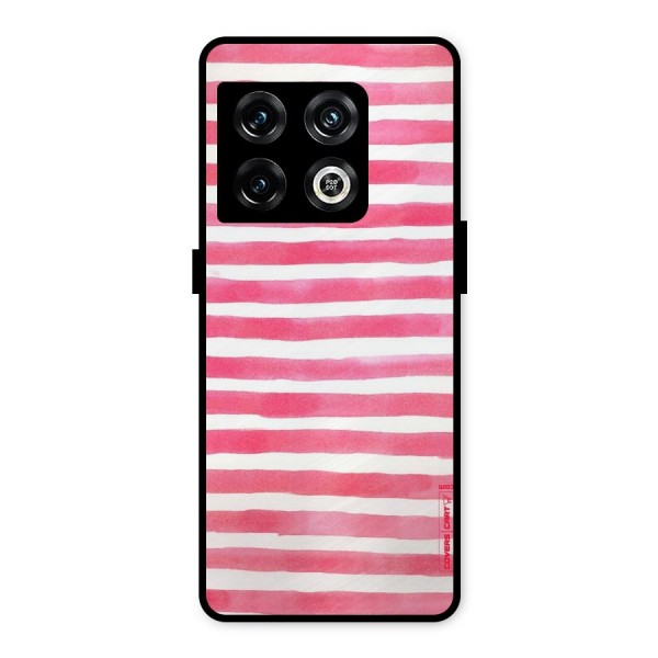 White And Pink Stripes Metal Back Case for OnePlus 10 Pro 5G