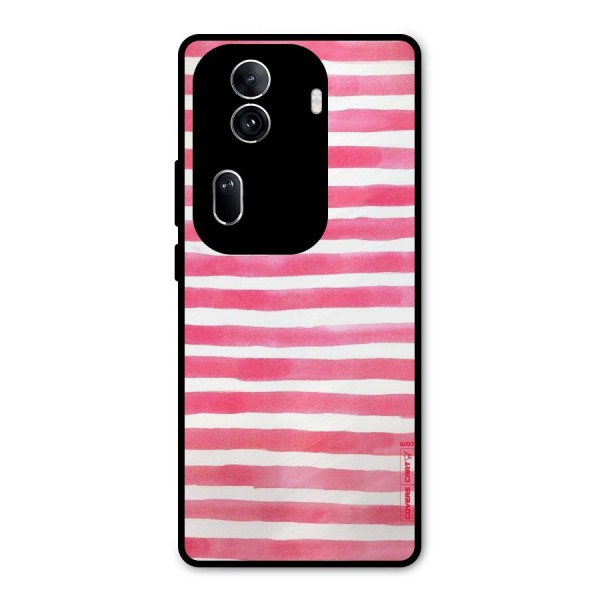 White And Pink Stripes Metal Back Case for Oppo Reno11 Pro 5G