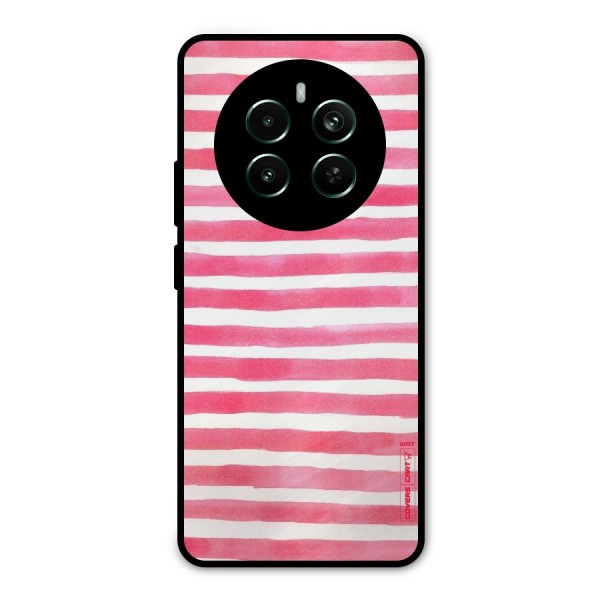 White And Pink Stripes Metal Back Case for Realme 12 Plus