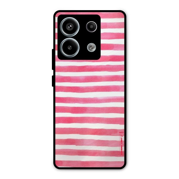 White And Pink Stripes Metal Back Case for Redmi Note 13 Pro 5G