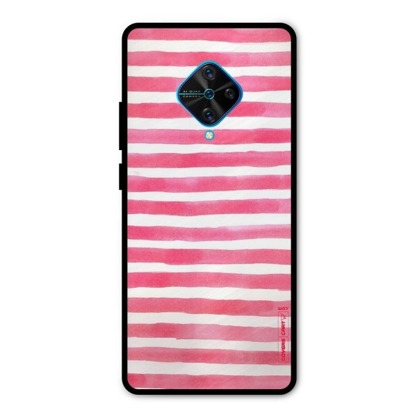 White And Pink Stripes Metal Back Case for Vivo S1 Pro