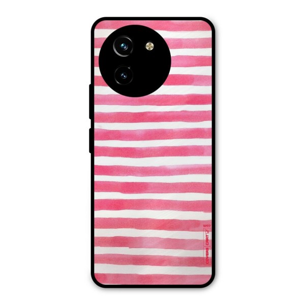 White And Pink Stripes Metal Back Case for Vivo Y200i