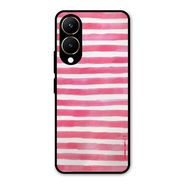White And Pink Stripes Metal Back Case for Vivo Y28