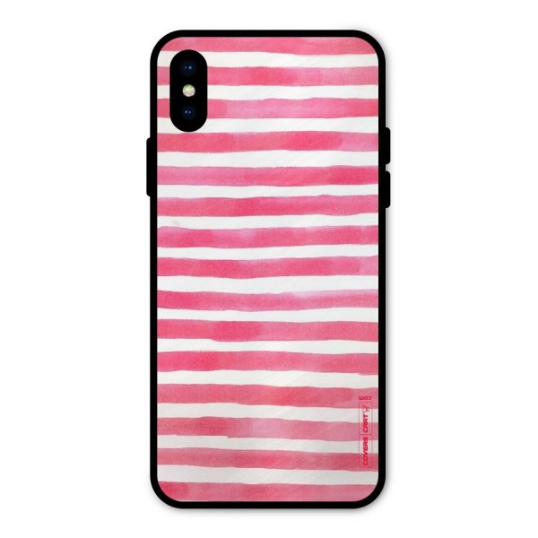 White And Pink Stripes Metal Back Case for iPhone X