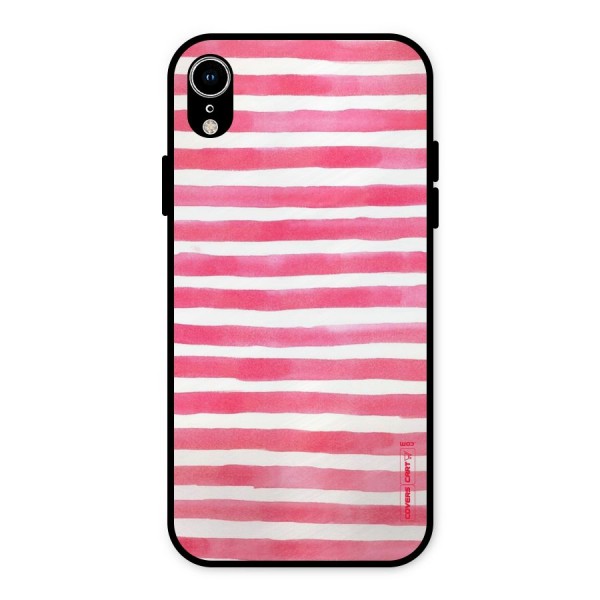 White And Pink Stripes Metal Back Case for iPhone XR