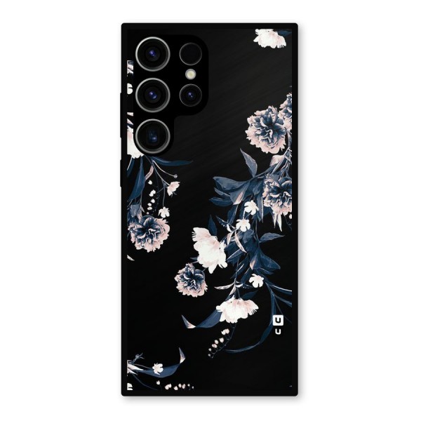 White Flora Metal Back Case for Galaxy S23 Ultra