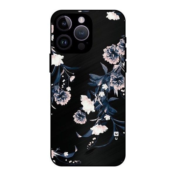 White Flora Metal Back Case for iPhone 14 Pro Max