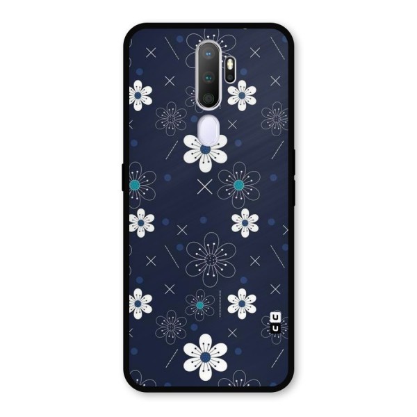 White Floral Shapes Metal Back Case for Oppo A9 (2020)