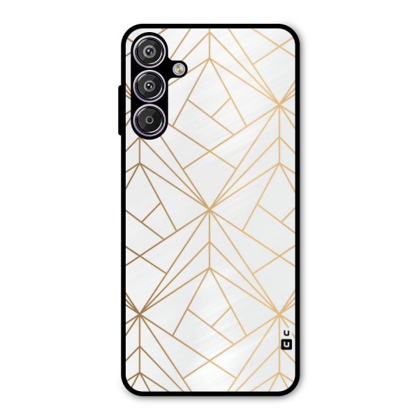 White Golden Zig Zag Metal Back Case for Galaxy F15