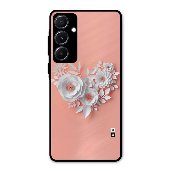White Paper Flower Metal Back Case for Galaxy A55