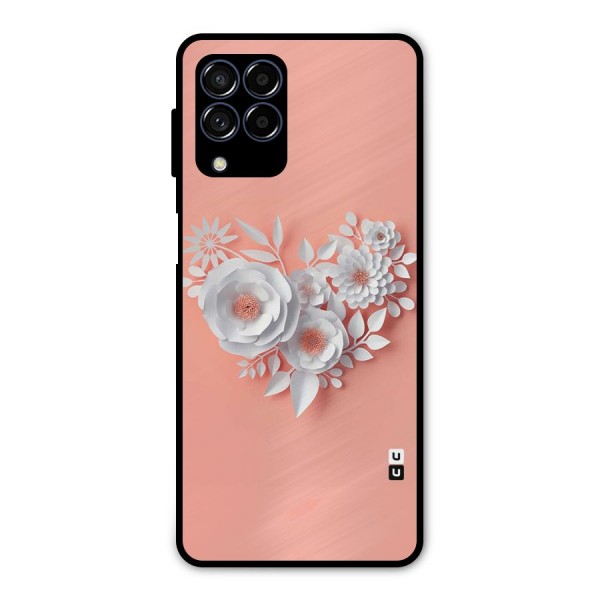 White Paper Flower Metal Back Case for Galaxy M53 5G