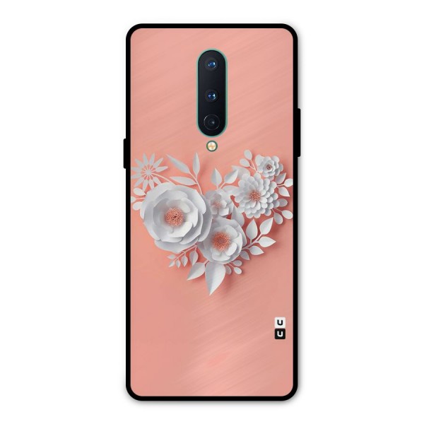 White Paper Flower Metal Back Case for OnePlus 8