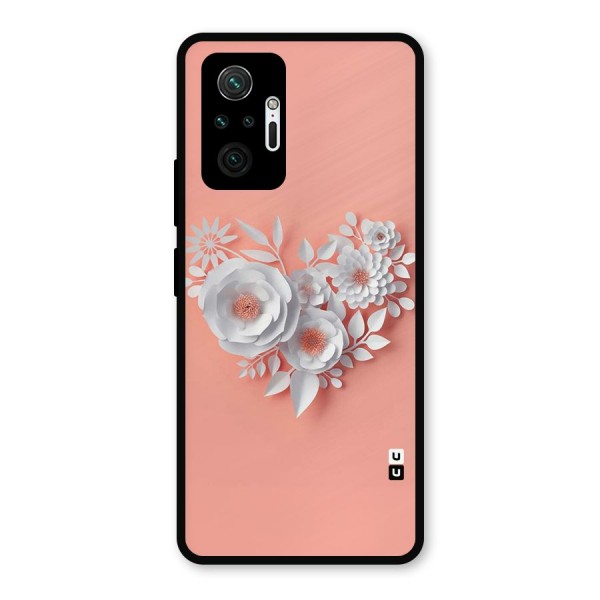 White Paper Flower Metal Back Case for Redmi Note 10 Pro