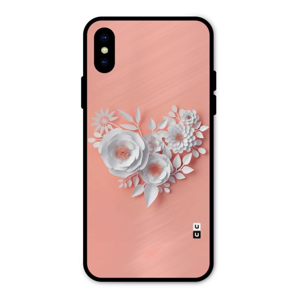 White Paper Flower Metal Back Case for iPhone X