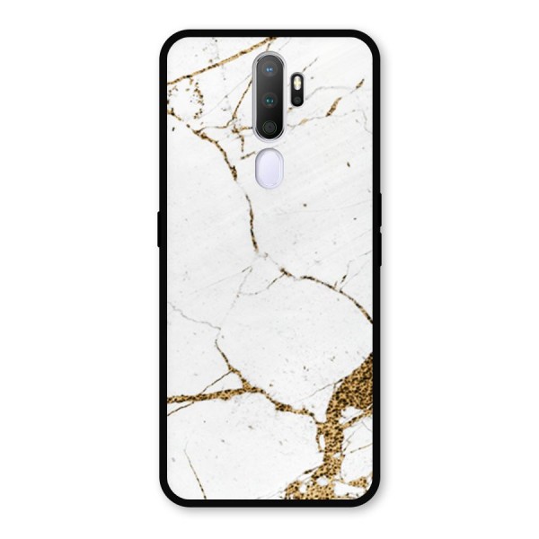 White and Gold Design Metal Back Case for Oppo A9 (2020)