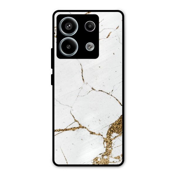 White and Gold Design Metal Back Case for Redmi Note 13 Pro 5G
