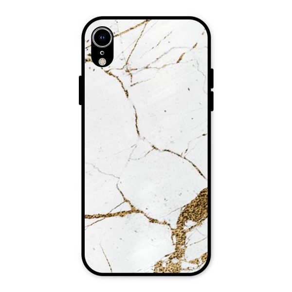 White and Gold Design Metal Back Case for iPhone XR