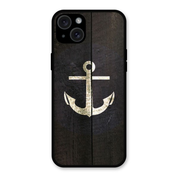 Wood Anchor Metal Back Case for iPhone 15 Plus