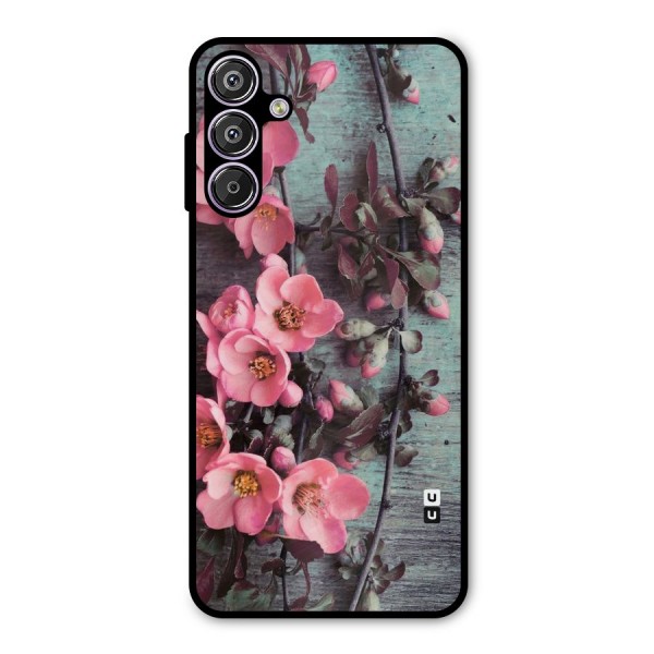 Wooden Floral Pink Metal Back Case for Galaxy F15