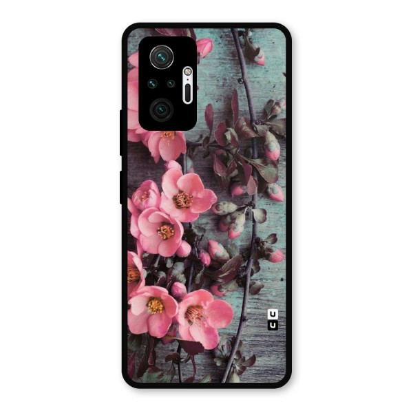 Wooden Floral Pink Metal Back Case for Redmi Note 10 Pro