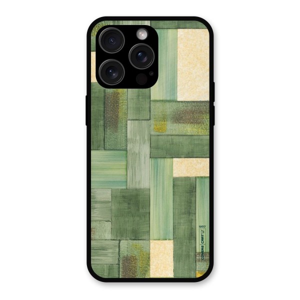 Wooden Green Texture Metal Back Case for iPhone 15 Pro Max