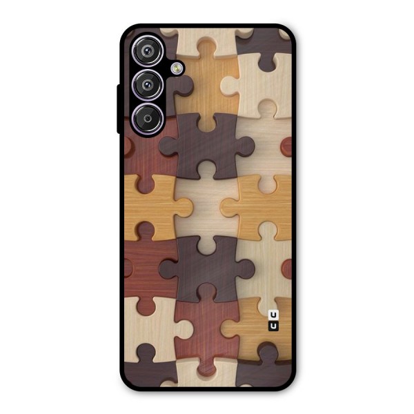 Wooden Puzzle (Printed) Metal Back Case for Galaxy M15