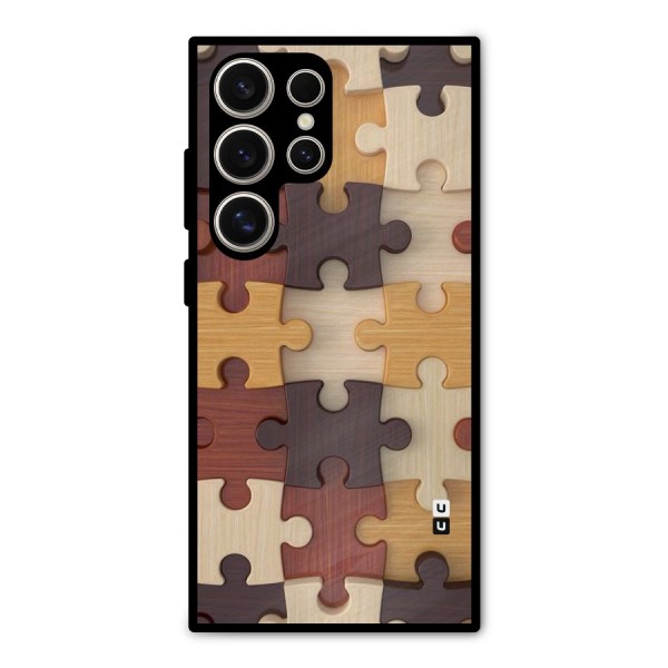 Wooden Puzzle (Printed) Metal Back Case for Galaxy S24 Ultra