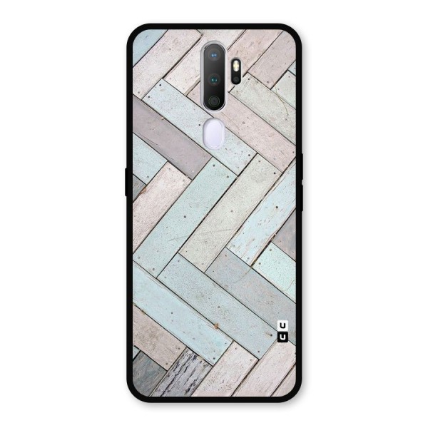 Wooden ZigZag Design Metal Back Case for Oppo A9 (2020)