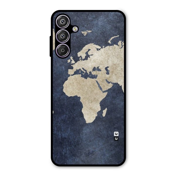 World Map Blue Gold Metal Back Case for Galaxy F15