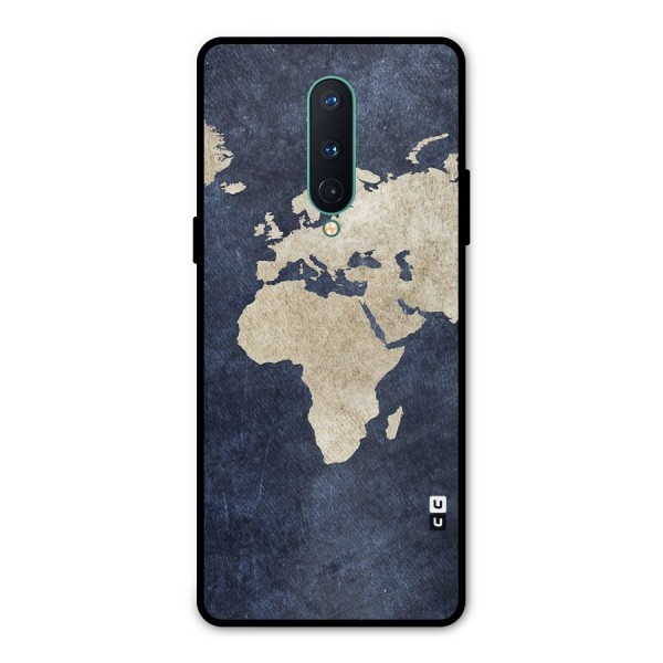 World Map Blue Gold Metal Back Case for OnePlus 8