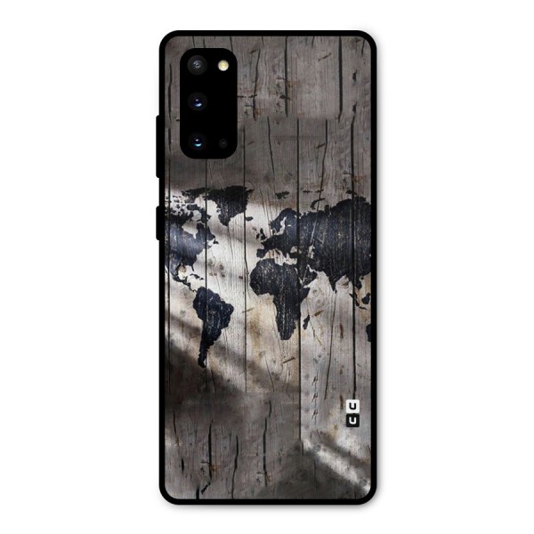 World Map Wood Design Metal Back Case for Galaxy S20