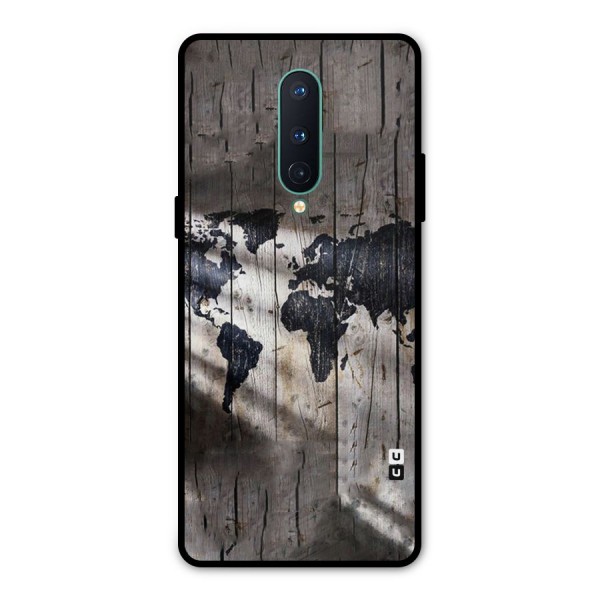 World Map Wood Design Metal Back Case for OnePlus 8