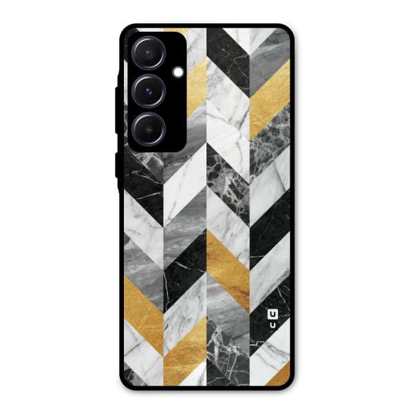 Yellow Grey Marble Metal Back Case for Galaxy A55