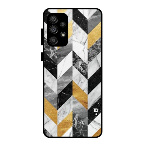 Yellow Grey Marble Metal Back Case for Galaxy A73 5G